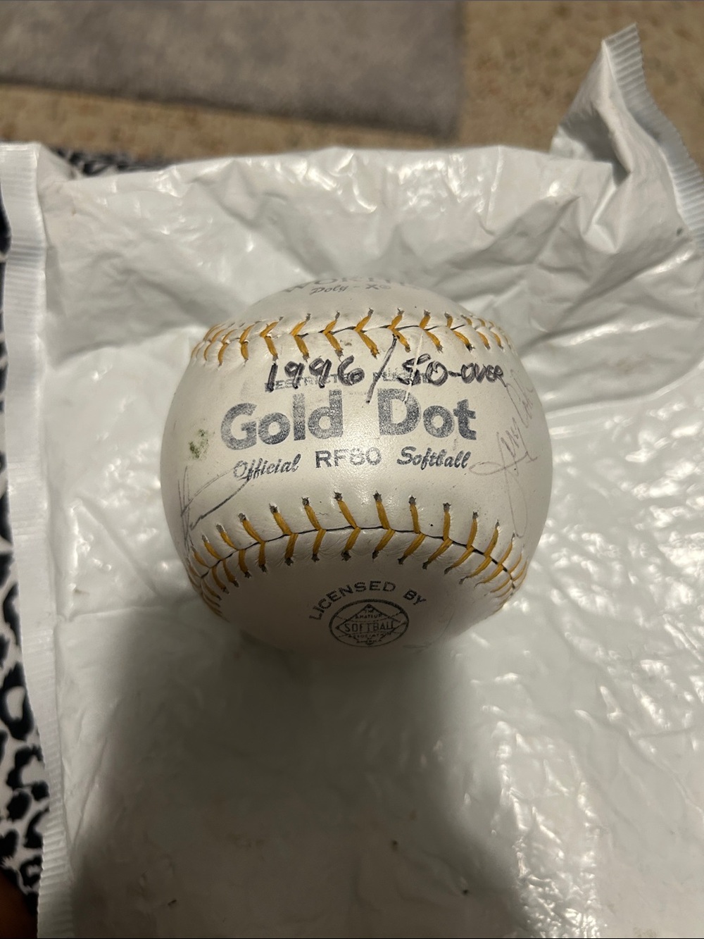 Worth White Baseball with Gold Stitching and Logo